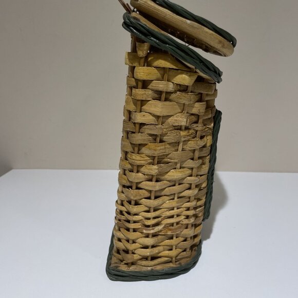 Vintage Woven Wicker Hanging Wall Pocket Basket Americana Forest Cottagecore - Picture 9 of 13